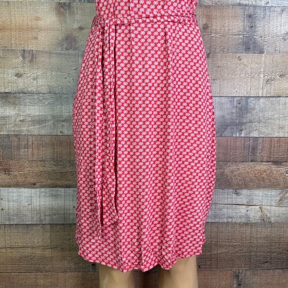 Woolworths Jersey Cap Sleeve Belted Dress Rust Orange White Size Small - Picture 3 of 8